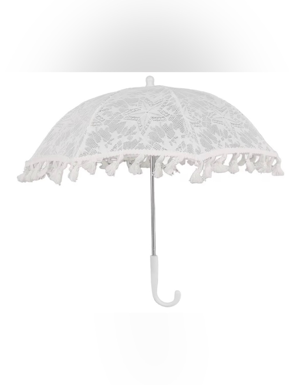 White Lace Tassel Parasol Umbrella